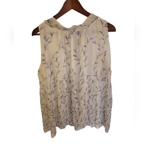 Elena Baldi Italy 100% Silk Sleeveless Top Tie Back Blue White Size Large